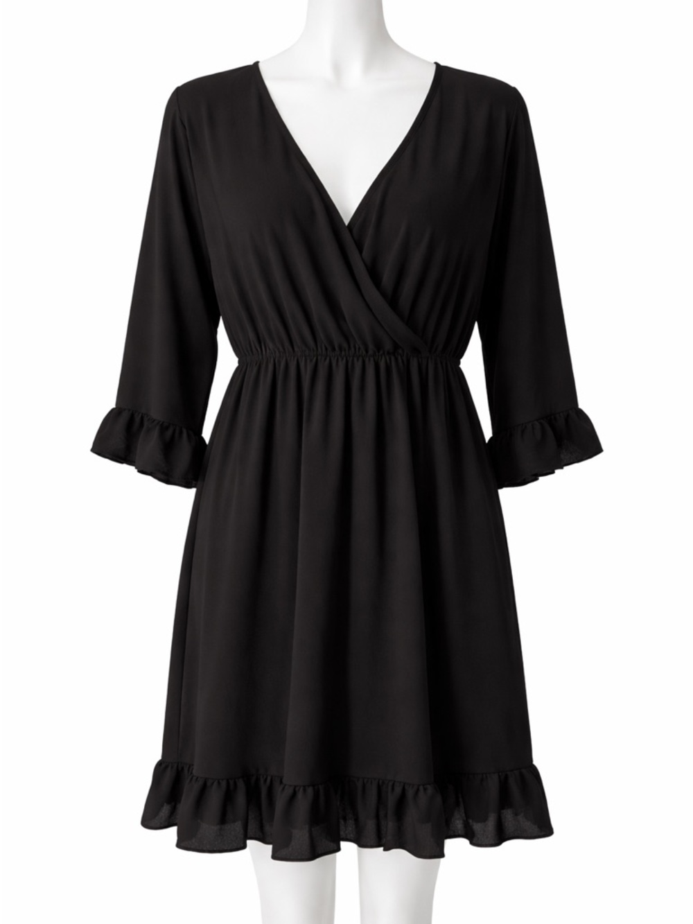 Boohoo Black 3/4 Sleeve Dress